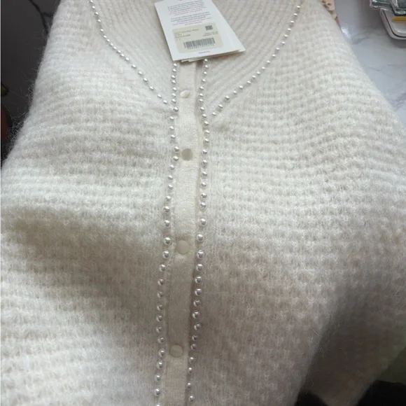 Sézane Solena Pearl White Cardigan! NWT! Size Small! - Picture 4 of 4